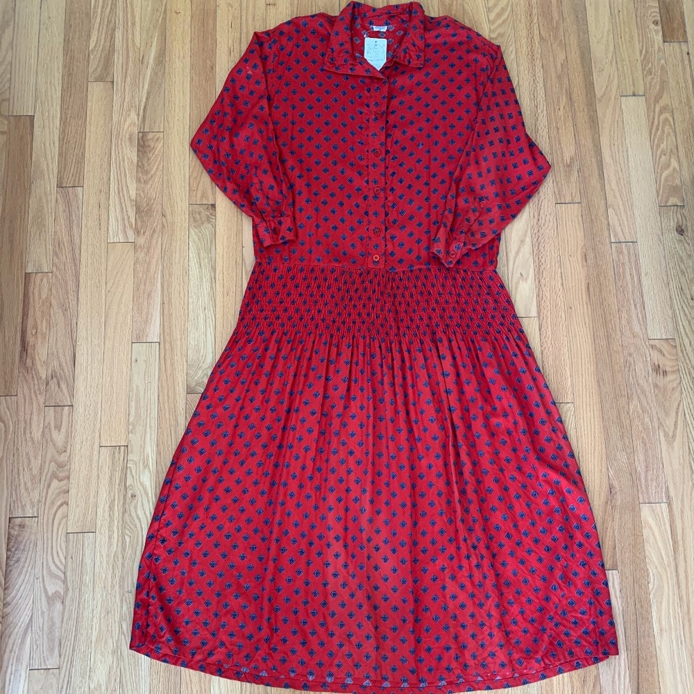 Boutique Prairie Style Red Printed Maxi Dress
